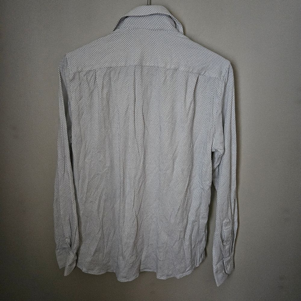 ZNT18 Button Down Shirt White Blue Polka Dot Print Neutral 16.5 34/35 - Picture 5 of 10